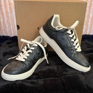 Coach Clip Court LT Charcoal/Black Logo Sneakers